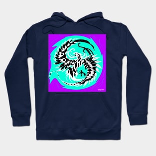 blue flames phoenix ecopop in purple sky ecopop Hoodie